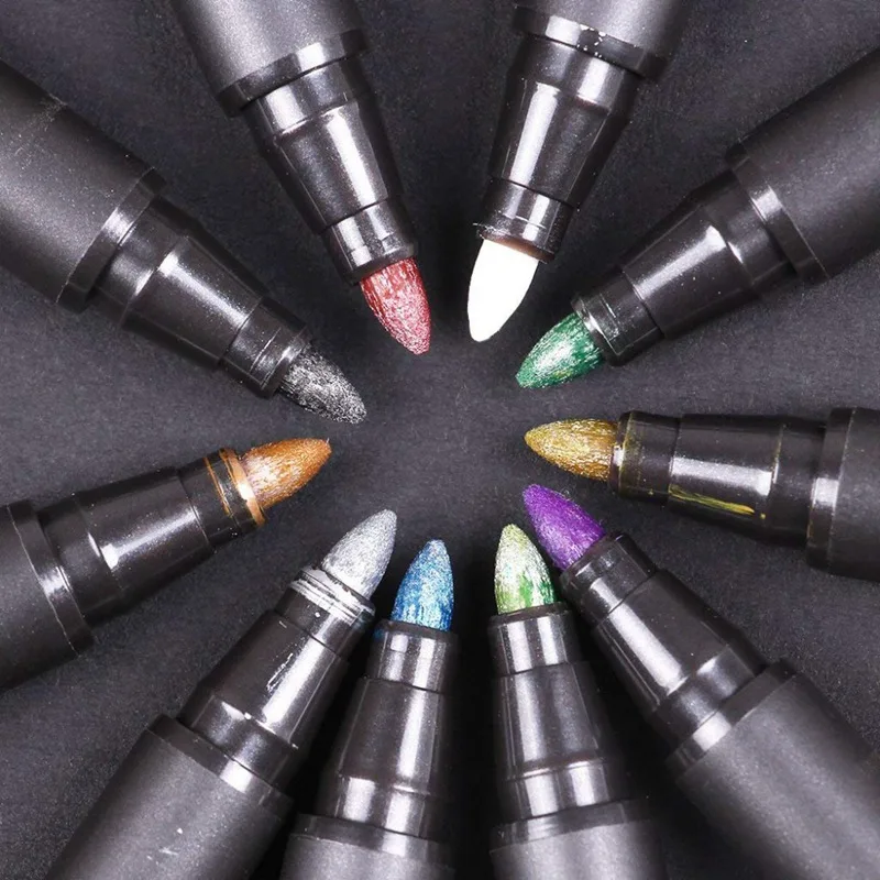 

Liquid-Ink Metallic Color Pen Medium Point Paint Markers For Ceramic Glass Mug Painting Card Photo Album Making Set #24