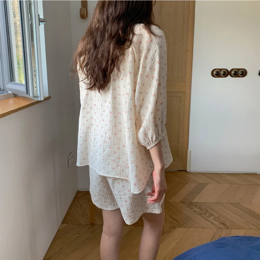 Summer New Printing Comfortable Women's Pajamas Set Short Sleeve Shorts Nightwear Korean Loose Homewear Sleepwear Lounge Wear