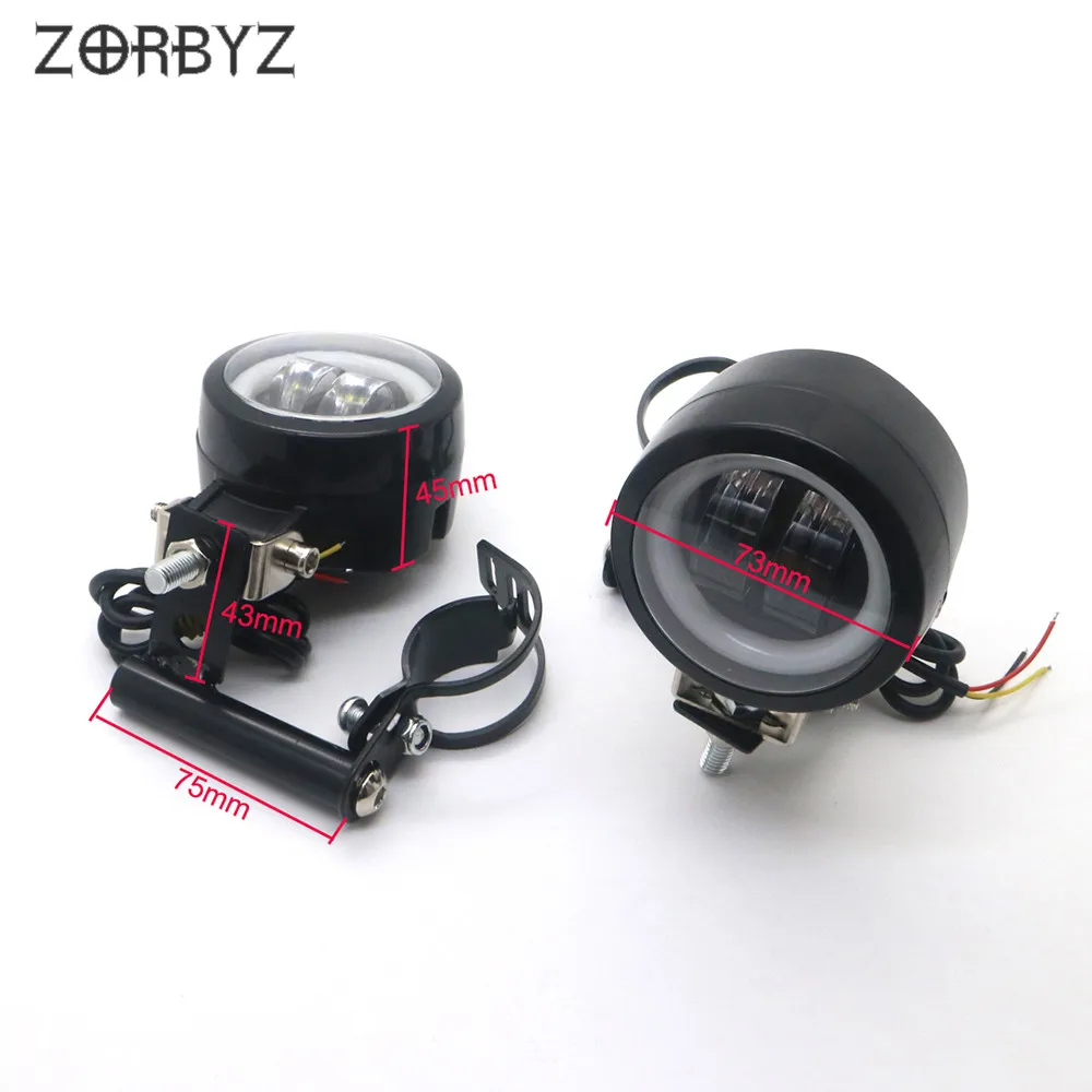 Светодиодный светильник ZORBYZ для мотоцикла черный противотуманный с ангельским