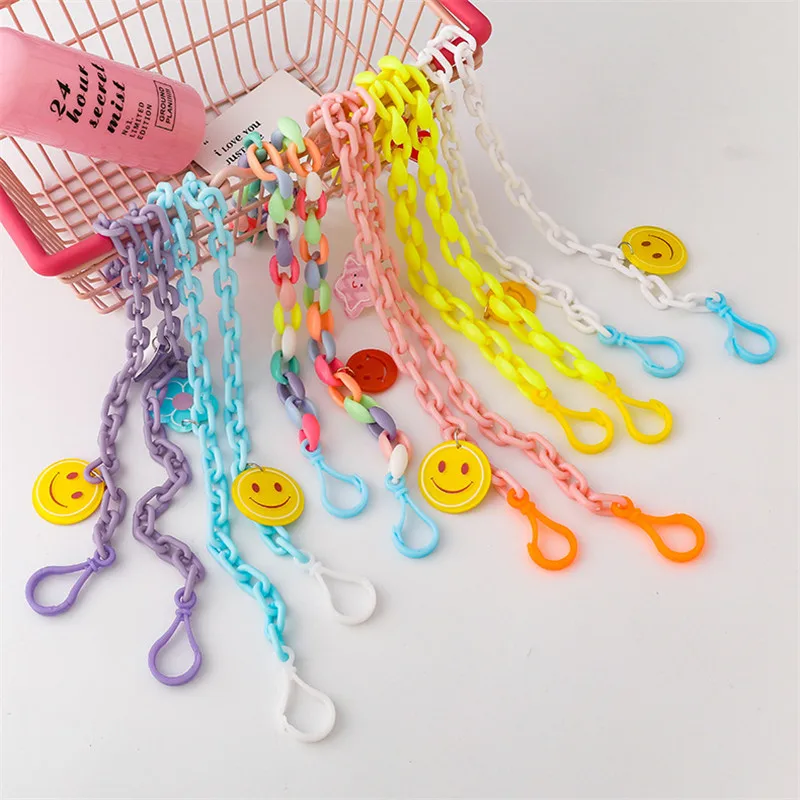 

Fashion Smile Face Colorful Beaded Children Mask Chain Women Eyeglasses Chains Girls Student Anti-lost Masks Lanyard Neck Rope