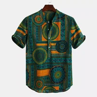 hawaiian men ethnic style print shirts short sleeve stand collar casual tops camisa masculina chemise homme ropa hombre