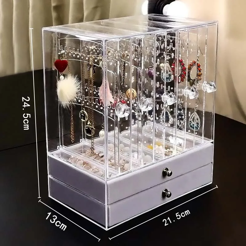 hot sales jewelry box fashion portable velvet ring earrings display organizer tray holder earring jewelry storage case showcase free global shipping