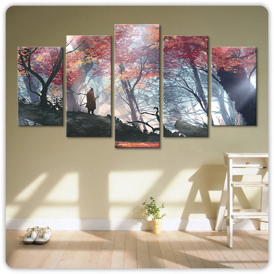

5 Piece SEKIRO Shadows Die Twice Games Art Print Canvas Paintings Picture Wall Paintings for Home Decor
