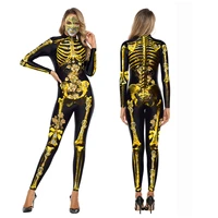 halloween cosplay bodysuit 3d printed goth horror skeleton frame flexible coverall trick masquerade props party costume