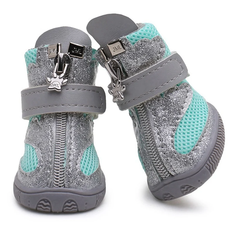 

Fashion Pet Dog Shoes Soft Anti Slip Bottom Dog Boots For Small Dogs Glitter Reflective Dog Shoes Breathable Mesh Paw Protector