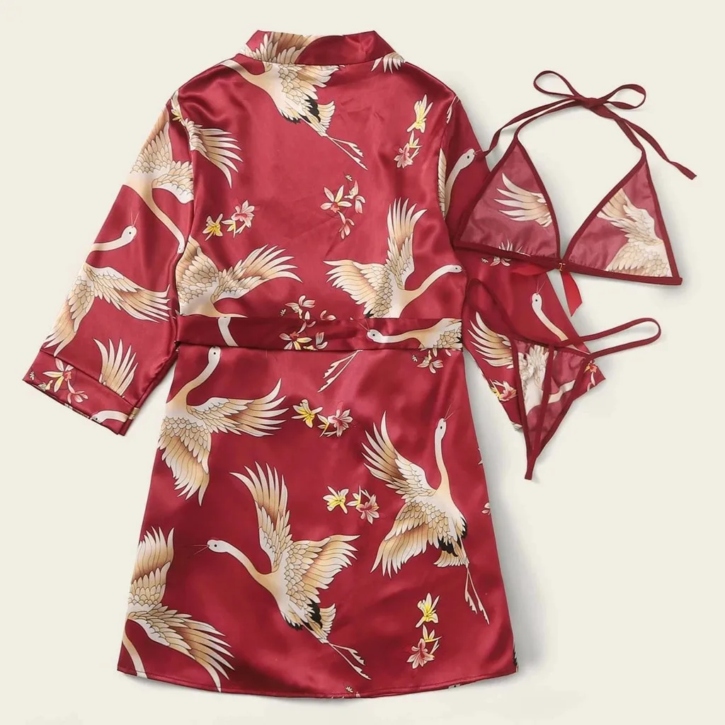 MIARHB журавль атласная шелковая ночная рубашка для женщин нижнее белье халаты