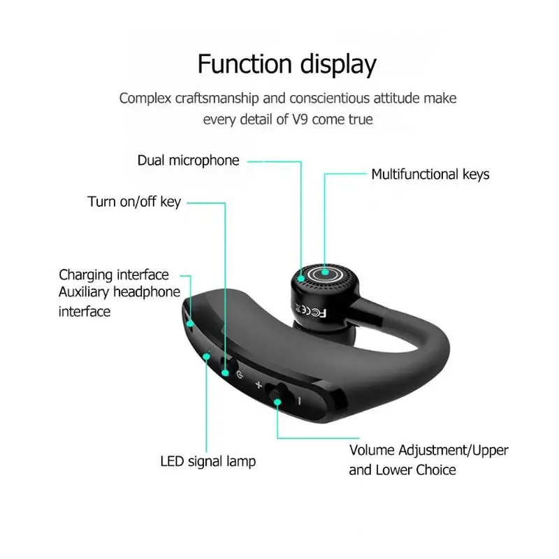 Беспроводные деловые Bluetooth наушники V9 стереонаушники для вождения с поддержкой