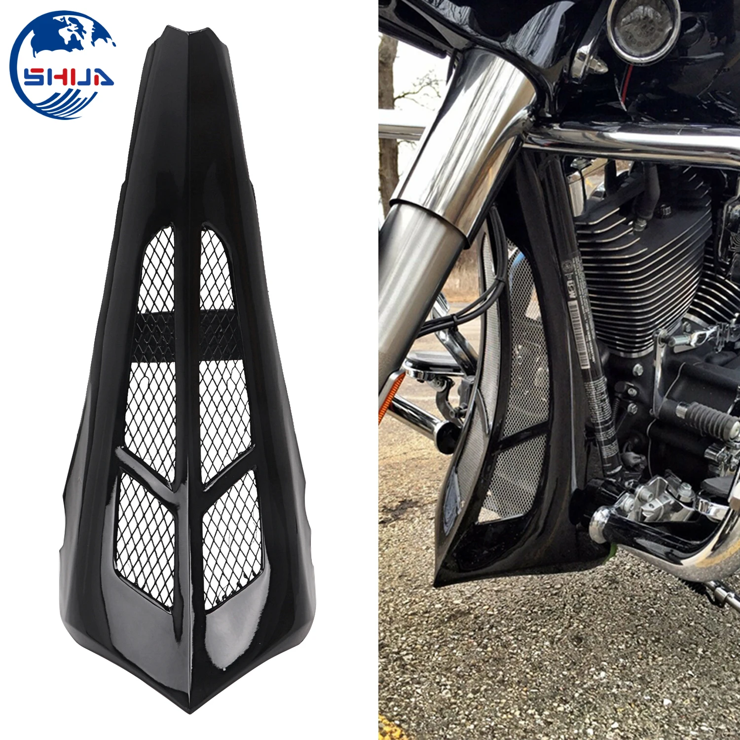 Блестящий черный мотоцикл высокий спойлер для подбородка ковш Harley 2014 2019 модели