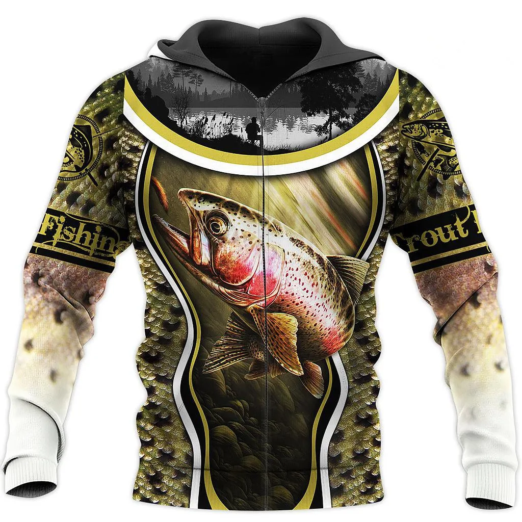 

Fashion Mens Shirts Trout Fishing 3D All Over Printed Casual Hoodie Unisex Jackets LL602