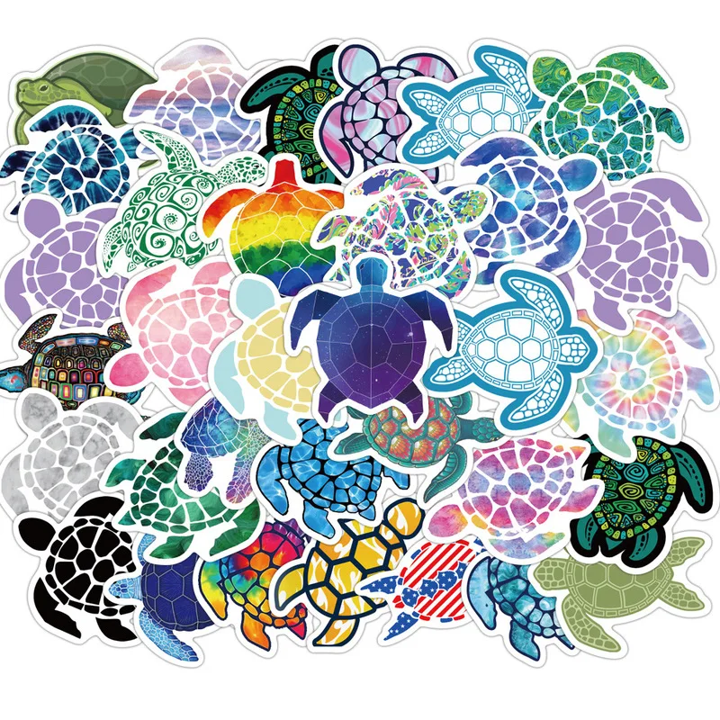 

10/40pcs/pack Marine Organism Green Turtle Stickers For Motorcycle Notebook Computer Car Children's Toys Guitar Refrigerator