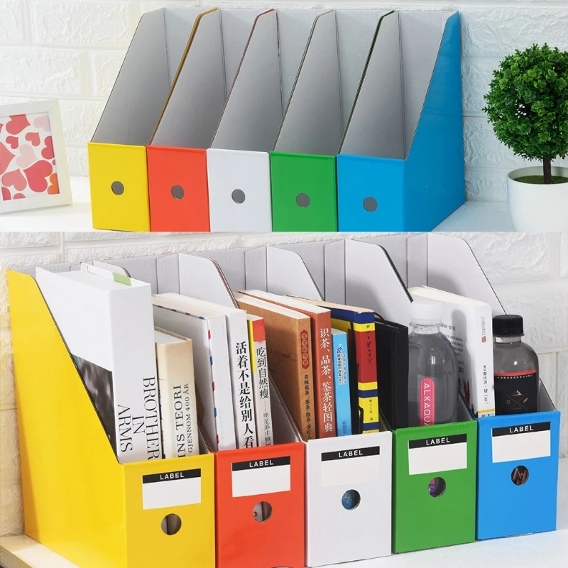 H55A 5pcs Paper Cardboard File Magazine Holder Colorful Desk Storage Organizer Rack | Дом и сад