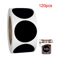 120pcsroll black pvc labels stickers 2 inch 5cm round shaped handwritten stationery stickers