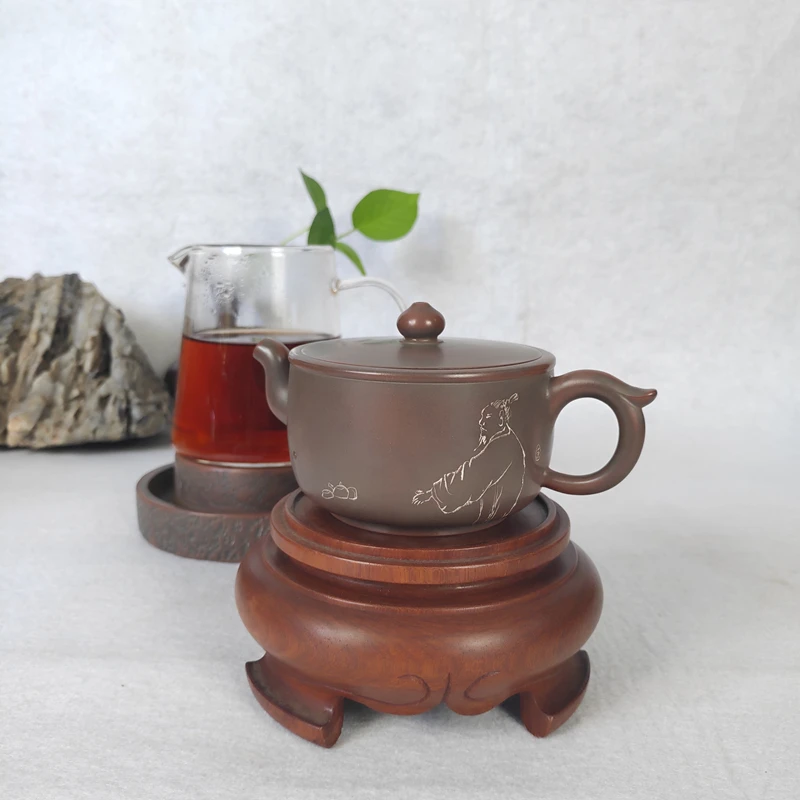 

BOERNA 150ml Clay Kung Fu Cha Nixing Chinese Pottery Teapot Pure Handmade Tea Set Bowl Light Pot Kettle for Pu'er with Gift Box