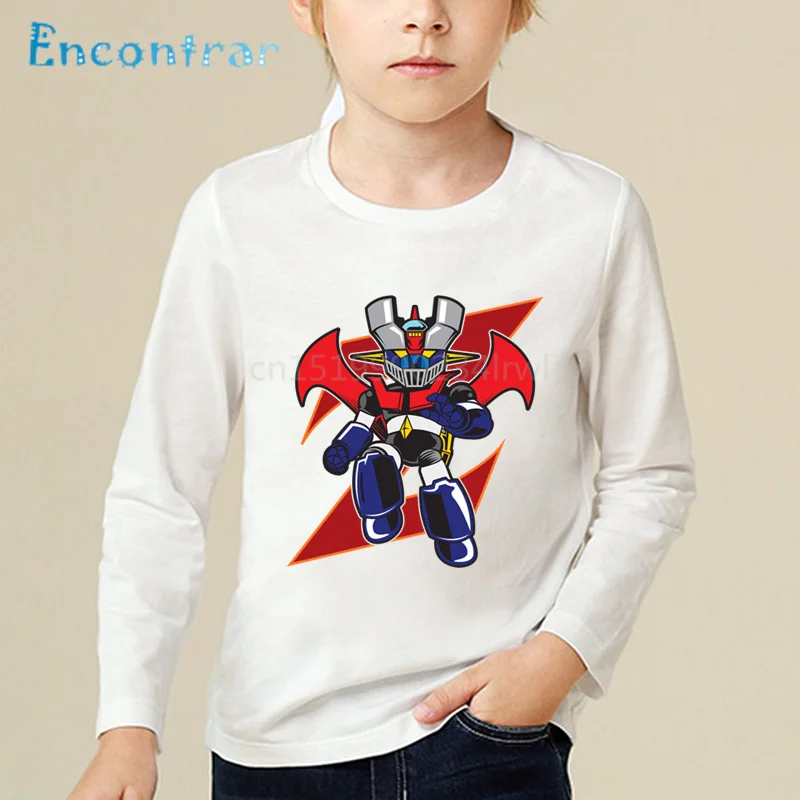 Детская японская комиксная футболка Mazinger Z с ретро-принтом Детские Забавные топы