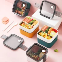 2 layer portable lunch box separate food separated bento box container microwave oven lunch bento boxes student lunchbox
