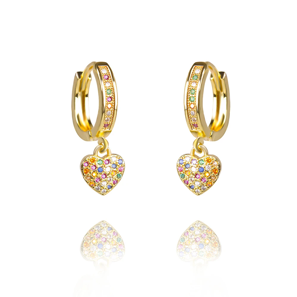 Fashion rainbow zircon earrings for women dropping cz crystal heart hand cross pendant jewelry new year gifts | Украшения и