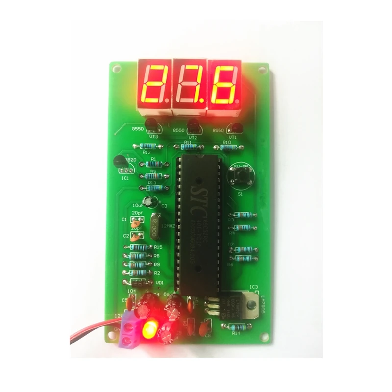 

Single chip digital DS18B20 temperature electronic competition copy board kit electronic production parts DIY