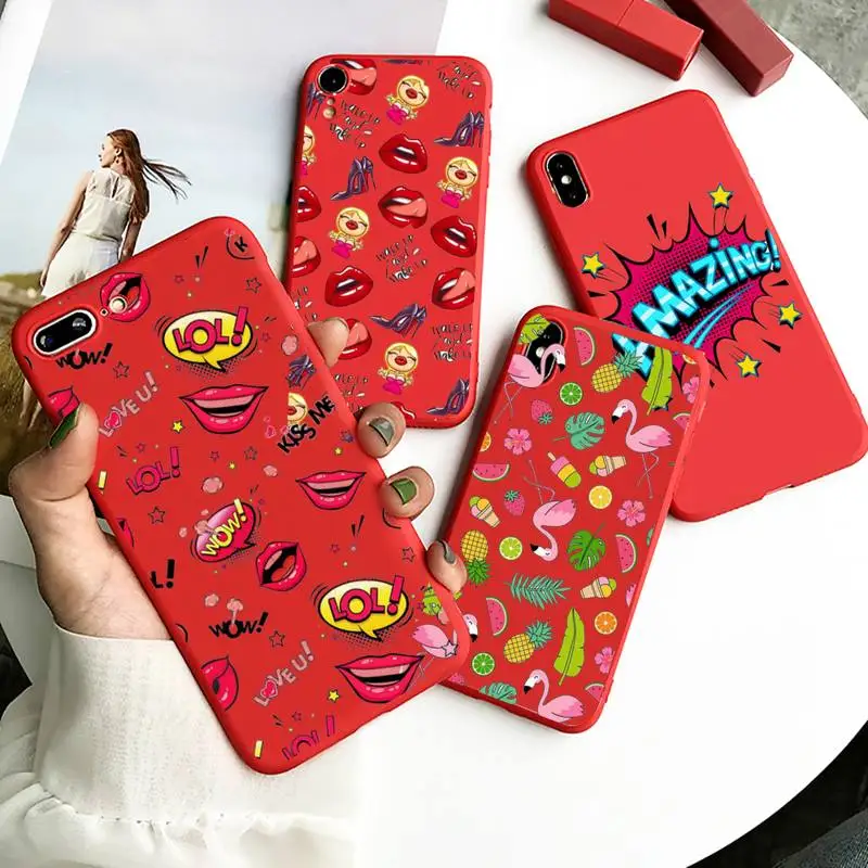 Чехол для телефона с изображением пикантных губ помады фламинго красного