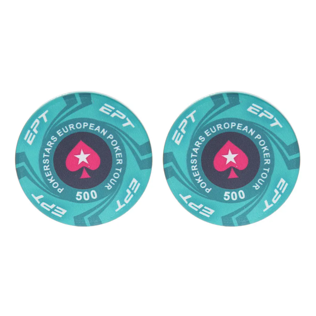 2шт EPT керамические покерные фишки европейские Pokers Tour Texas Hold'em монеты казино 4 см