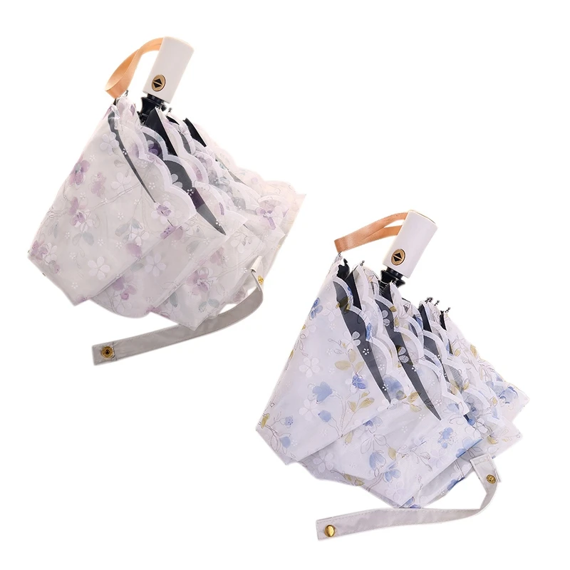 

Женский автоматический зонт, складной зонтик двойного назначения, защита от УФ-лучей, солнца и дождя, фиолетовый и синий, 2 шт.