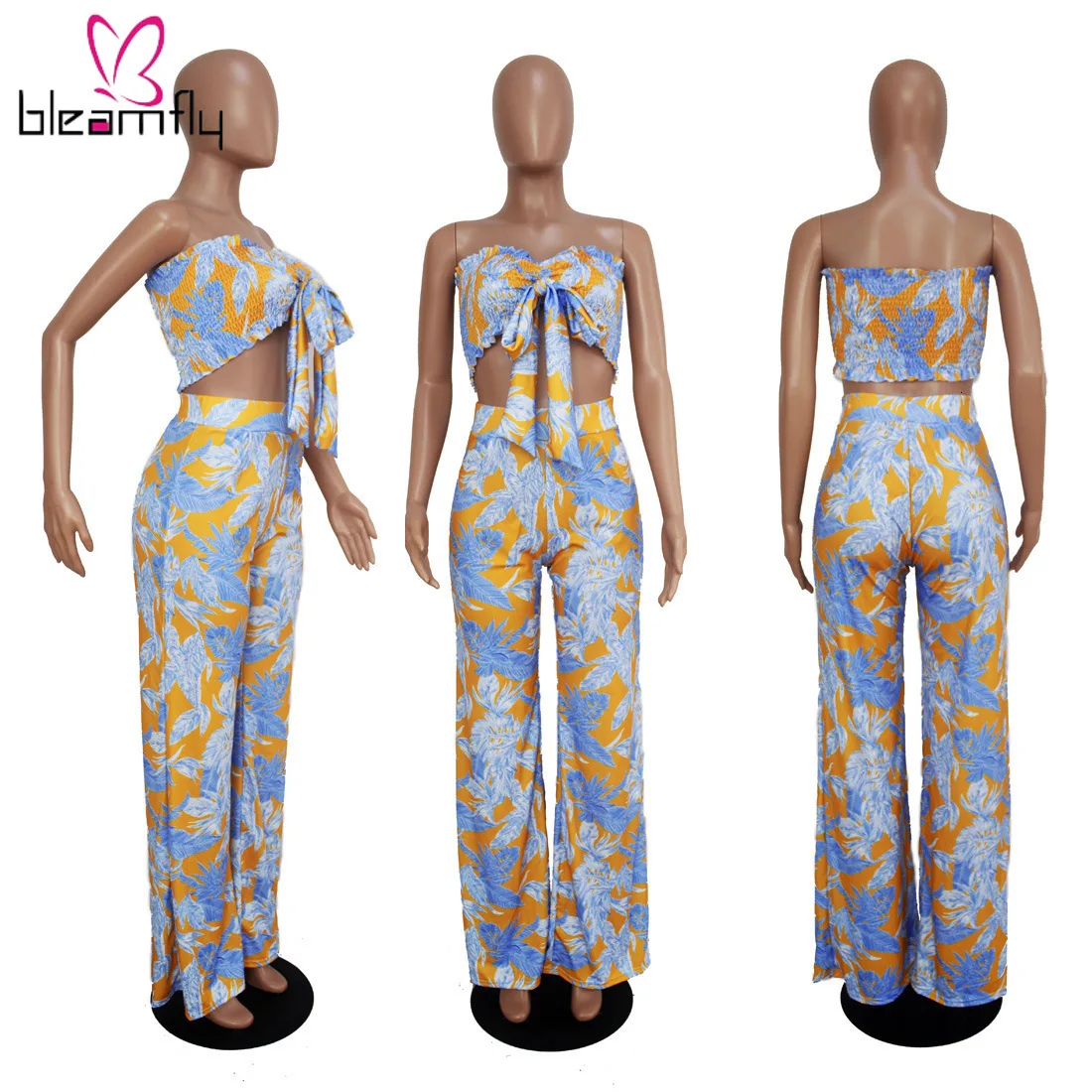 Комплект из двух предметов женский с открытыми плечами без бретелек короткий топ