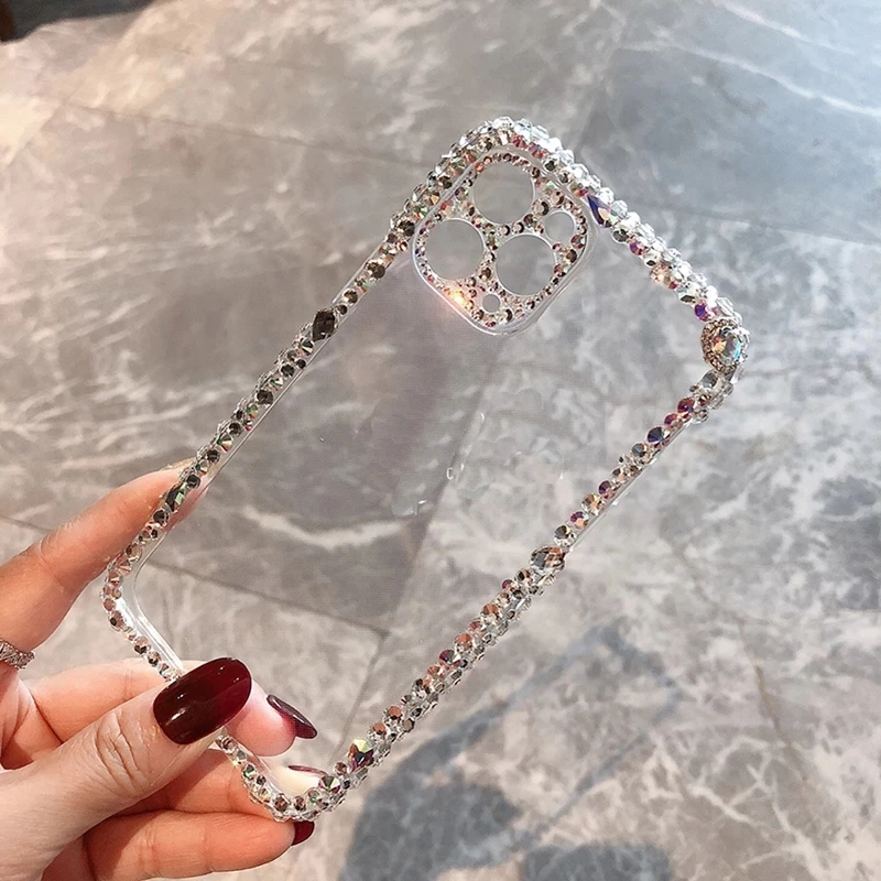 

Luxury fashion Bling Rhinestone Gem diamond Soft phone cases for apple iphone 11 Pro Max 12 MiNi Glitter Camera protection cover