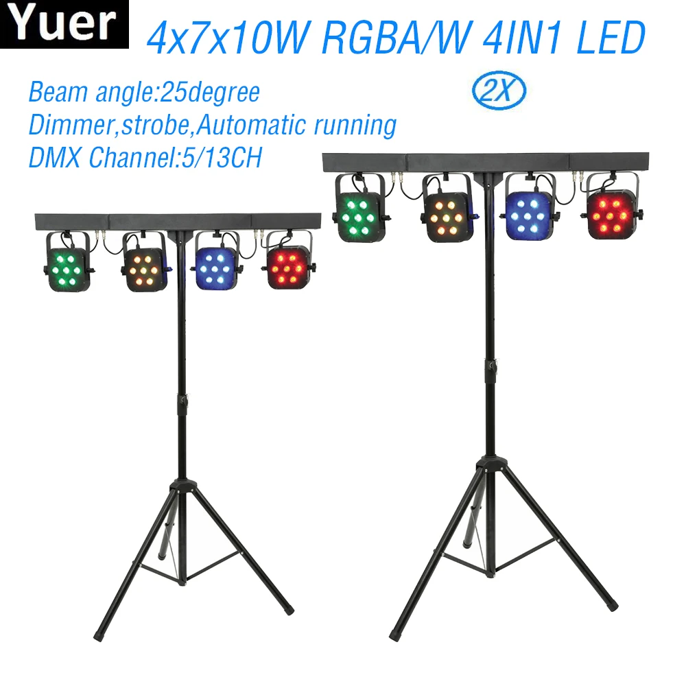 2 шт./лот RGBA/W 4в1 светодиодный 4X7X10 Вт Par Световые наборы DMX512 DJ прожектор для