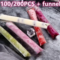 100200pcs diy popsicle bags pe food grade ice pop bags yogurt ice candy otter pops freeze pops disposable pouches with funnel