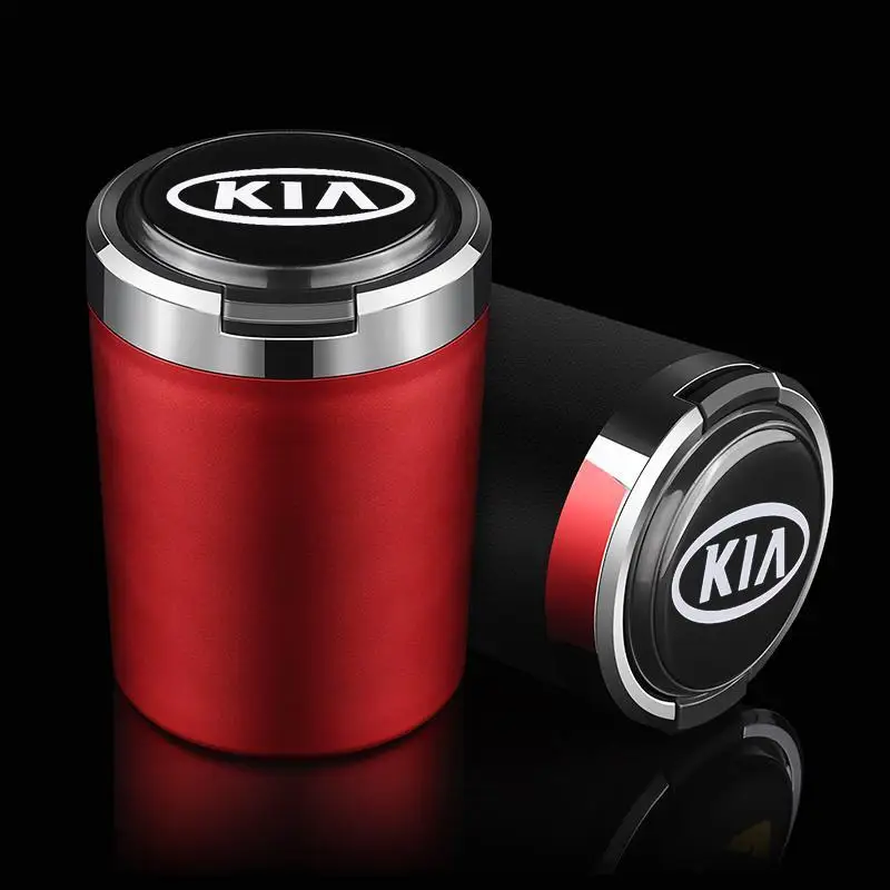 

For Kia Car Ashtray Car Logo With Led Lights Cover Cerato Forte Optima K2 K3 Rio3 K9 KX3 KX5 Creative Personality Ashtray