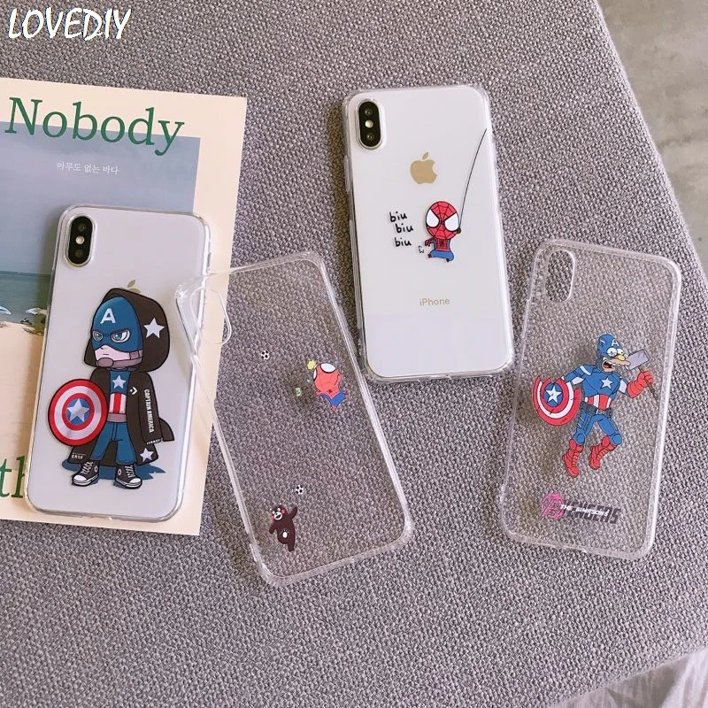 Американский бренд мультфильм Marvel Мстители чехол для Apple IPhone X XS Max Xr 7 8 6 s Plus