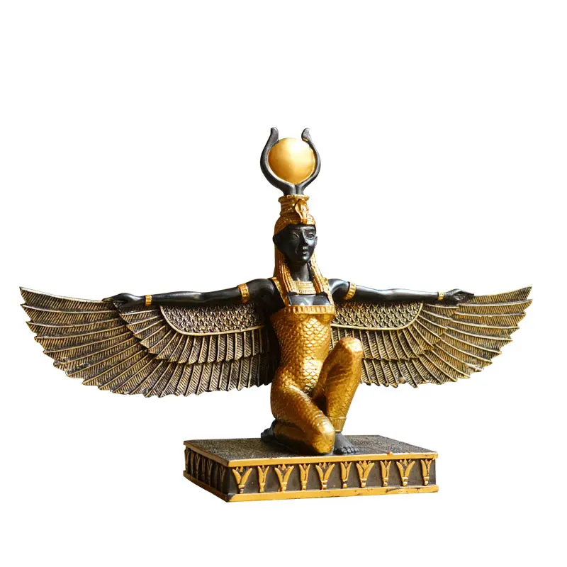 

Egyptian Mythology Isis Goddess Resin Sculpture Craftwork Earth Patron Saint Egypt's Eye Creative Bookcase Decoration X1956