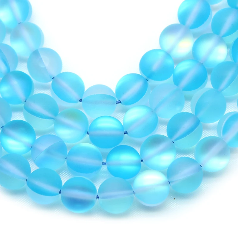 

Matte MoonStone Light Blue Austrian Crystal Round Loose Glitter Beads 6 8 10 MM For Jewelry Making Diy Bracelets 15"Inches