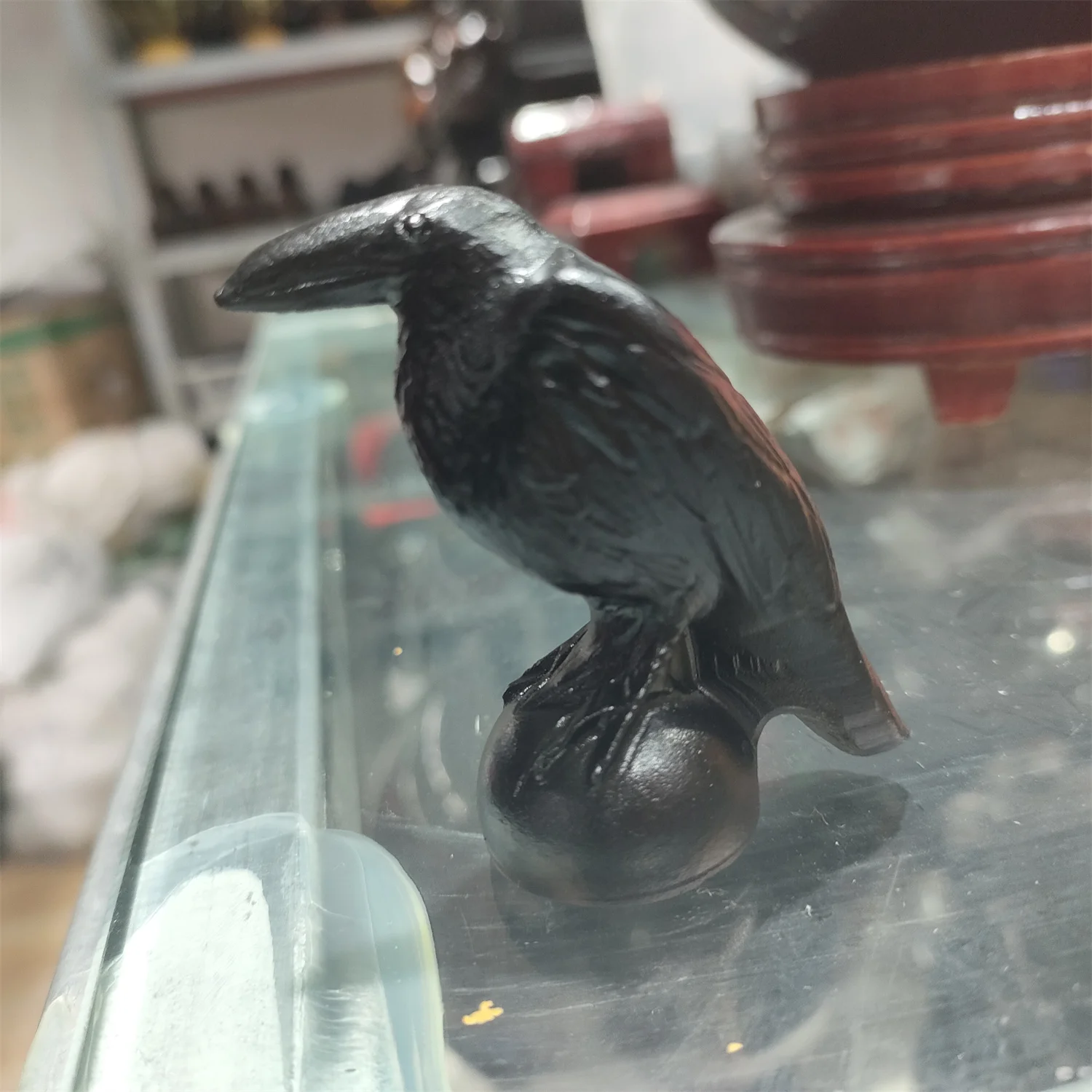 1 шт. натуральный обсидиан кварц животное птица ручная резка кристалл