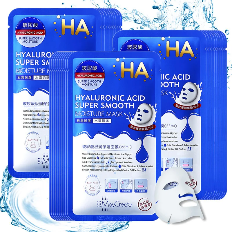5Pcs/lot Hyaluronic Acid Moisturizing Oil Control Anti Aging Shrink Pores Korean Sheet Facial Mask Cosmetics Drop shipping|Средства для