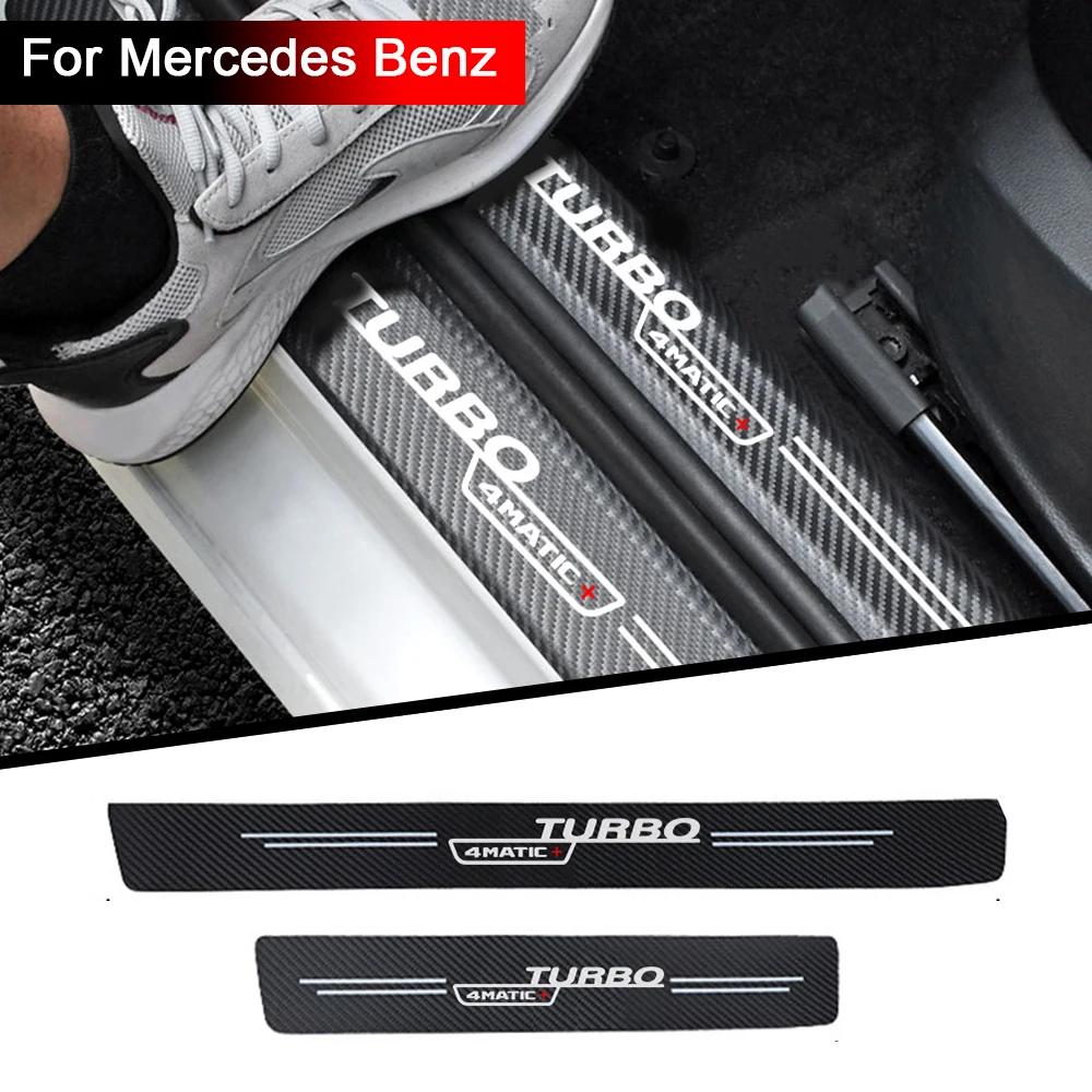 

4pcs car Carbon fiber cloth Door Sill Strip for Mercedes Benz AMG W210 GLC B200 W221 W212 W205 W211 C180 C200 TURBO 4MATIC