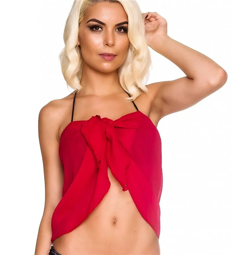 Горячая Распродажа сексуальный пляжный отдых шифон на шнуровке сплошной цвет