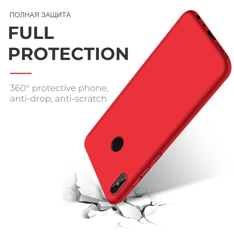 360 Degree Full Case For Xiaomi Redmi Note 7 6 Pro Cover Protective Shell On Xiomi GO 5A With Tempered Glass | Мобильные телефоны и