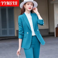 fallwinter womens suits high quality large size business wear overalls new elegant double breasted blazer casual trousers