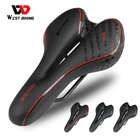 WEST BIKING, велосипедное седло, удобная подушка, MTB, Аксессуары для велосипеда, дышащее мягкое сиденье, ударопрочный силикагель, ПУ подушка