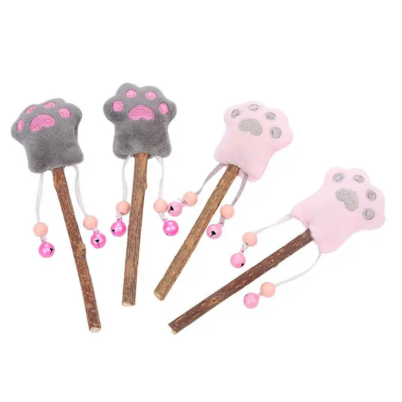 

1pc Pink Grey Color Cat Wand Toy Silvervine Catnip Cat Toy Plush Kitten Toy With Bell Cat Toys Interactive Tools Pet Supplies