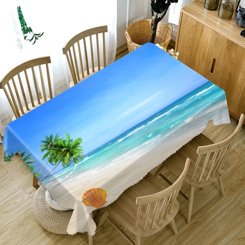 Скатерть хлопковая прямоугольная/круглая плотная с 3d-рисунком каменных цветов