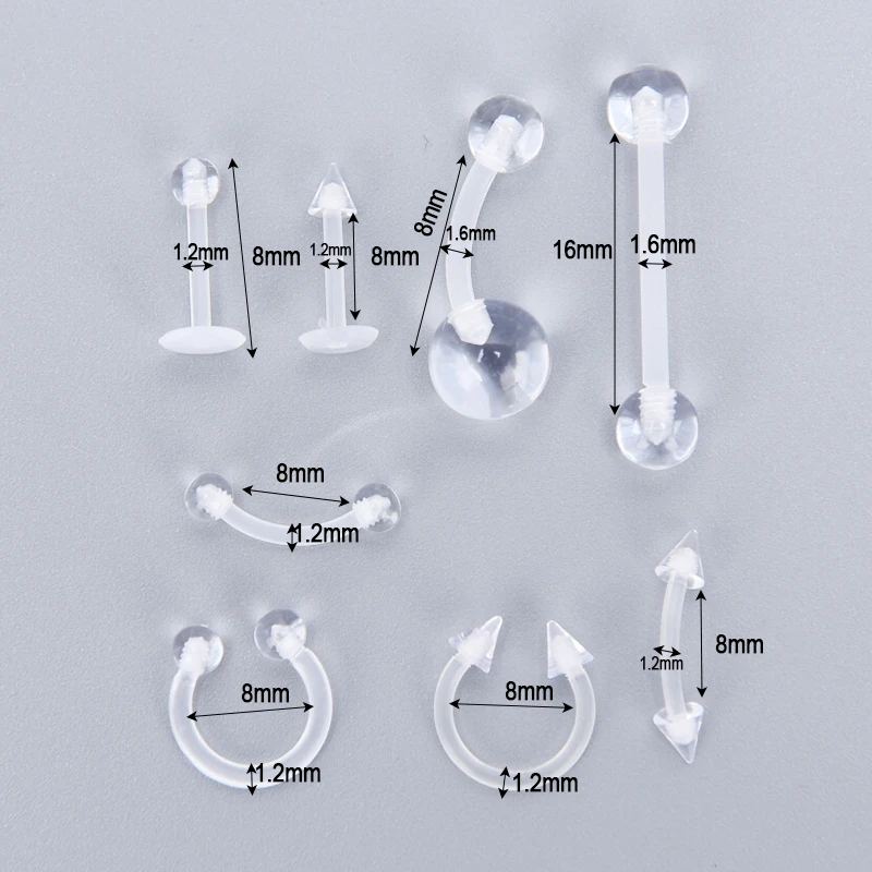 8 шт./лот прозрачные мягкие кольца для пирсинга живота серьги носа губ невидимые