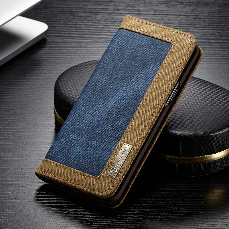 Чехол-книжка Me для samsung Galaxy S10, S9, S8 Plus, S10E, роскошный джинсовый холщовый чехол-кошелек для samsung Note 10, 8, 9, S6, S7 Edge, чехол - Цвет: Синий
