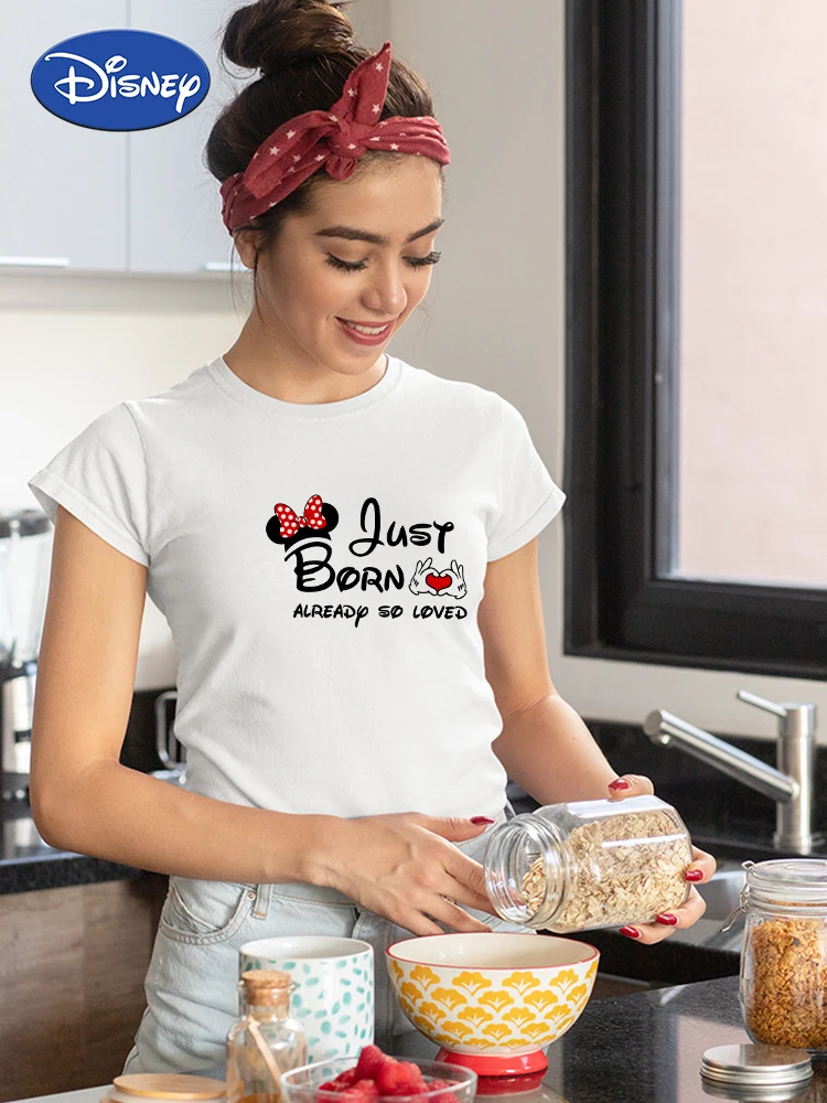 

Just Born Already So Loved Disney Tshirt Femme 2021 New 90S Harajuku Ropa Mujer Spain Funny T Shirts Urban Casual Matching Edgy