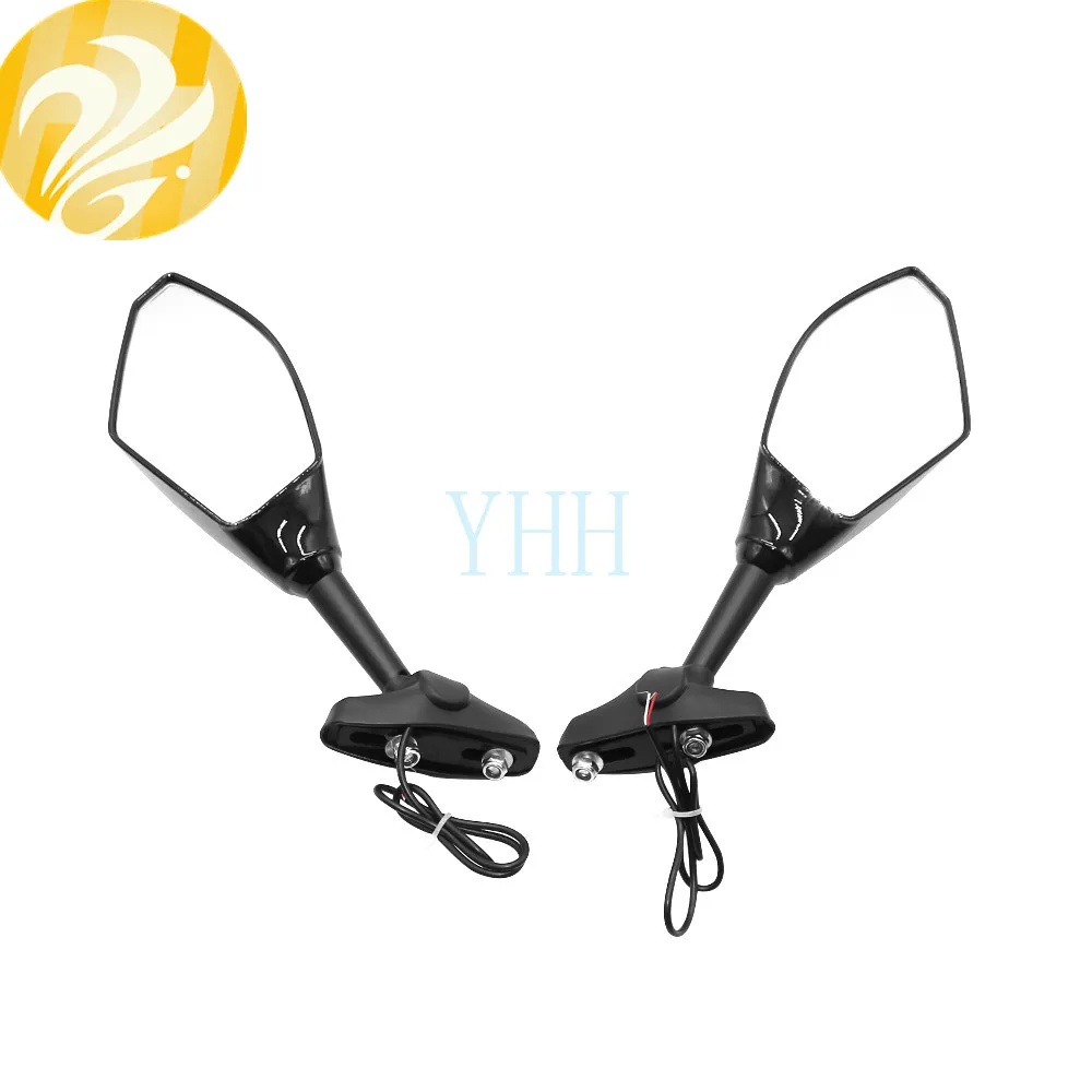 Зеркало заднего вида черное со светодиодной подсветкой и поворотником для Yamaha YZF