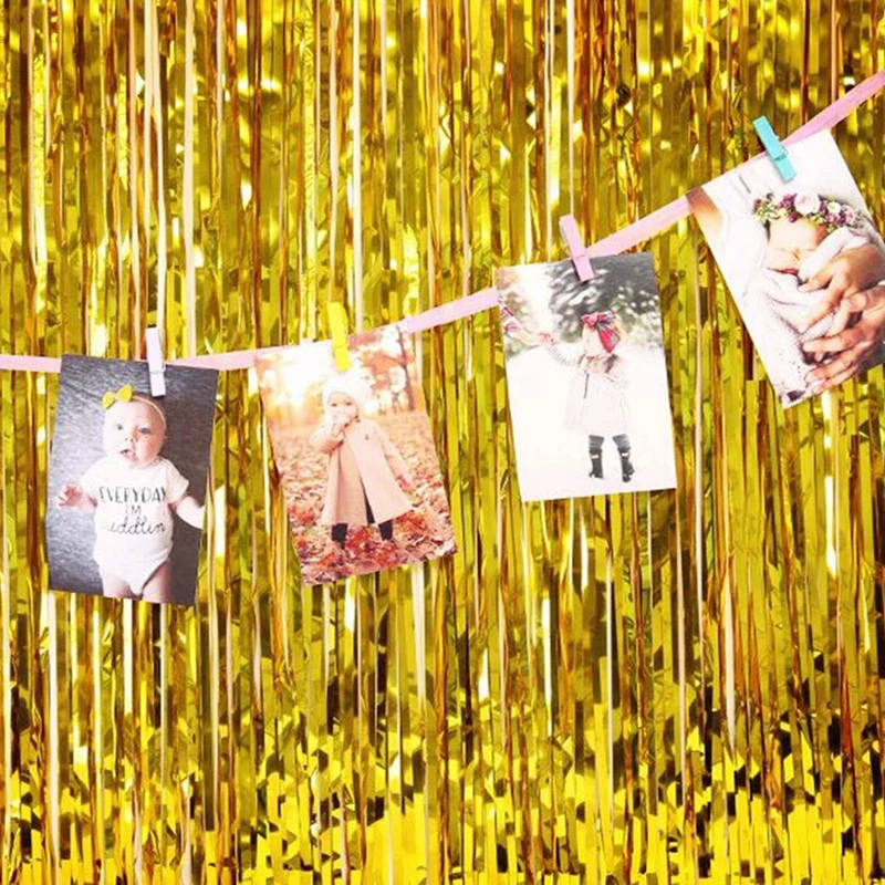 

4m 3m Laser Foil Tinsel Fringe Curtain Wedding Photobooth Backdrop Stand Birthday Party Decorations Adult DIY Casamento Drapes