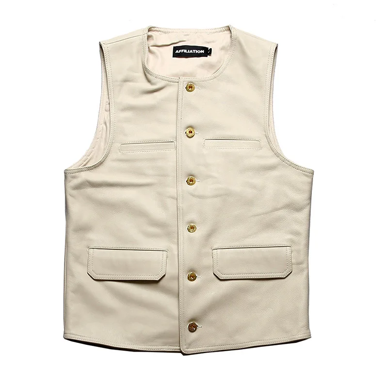 

AF Super Offer! Read Description! Asian Size Super Quality Cowhide Vest Men's Cow Leather