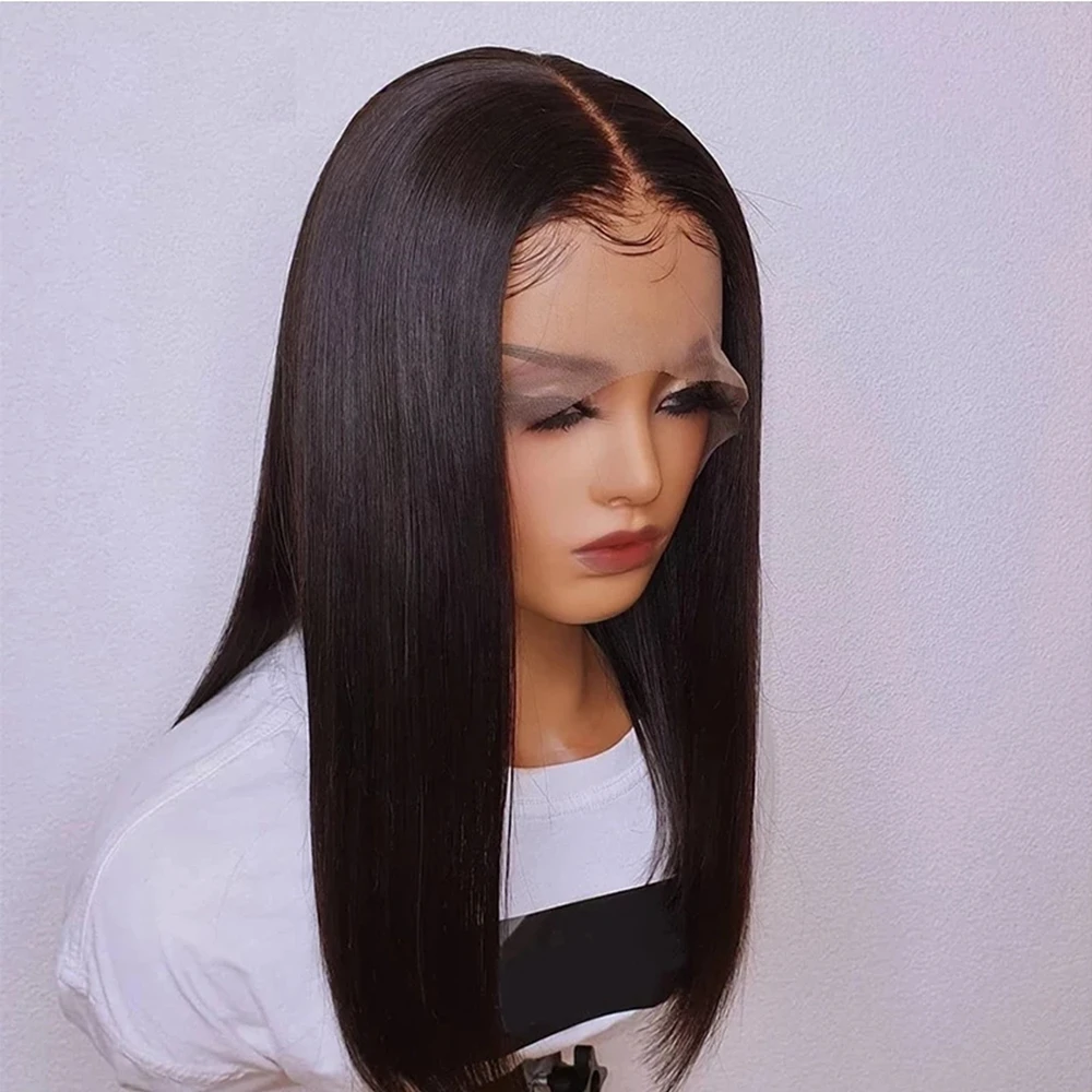 

Kryssma Short Bob Wig Silky Straight Heat Resistant Synthetic Lace Front Wigs For Black Women With Baby Hair 180 Density
