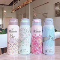 350ml480ml stainless steel vacuum flask outdoor sports thermos portable travel mug childrens straw cup water bottle