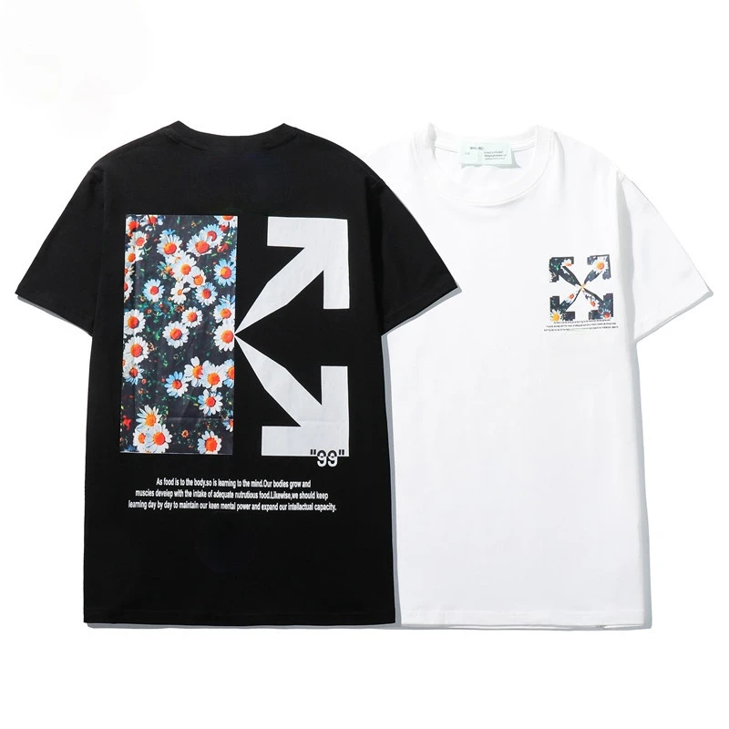 

2021 Fashion New Style High Street Wind Comfortable T-shirt Leisure Mercerized Cotton Arrow Pattern Lovely Little Daisy